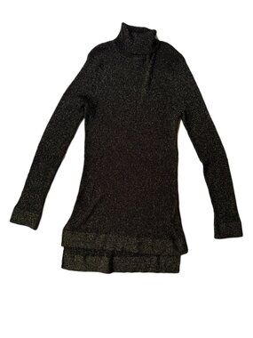 Ruff Hewn Grey Black & Gold Metallic Long Sleeve Turtle Neck Sweater sz XL